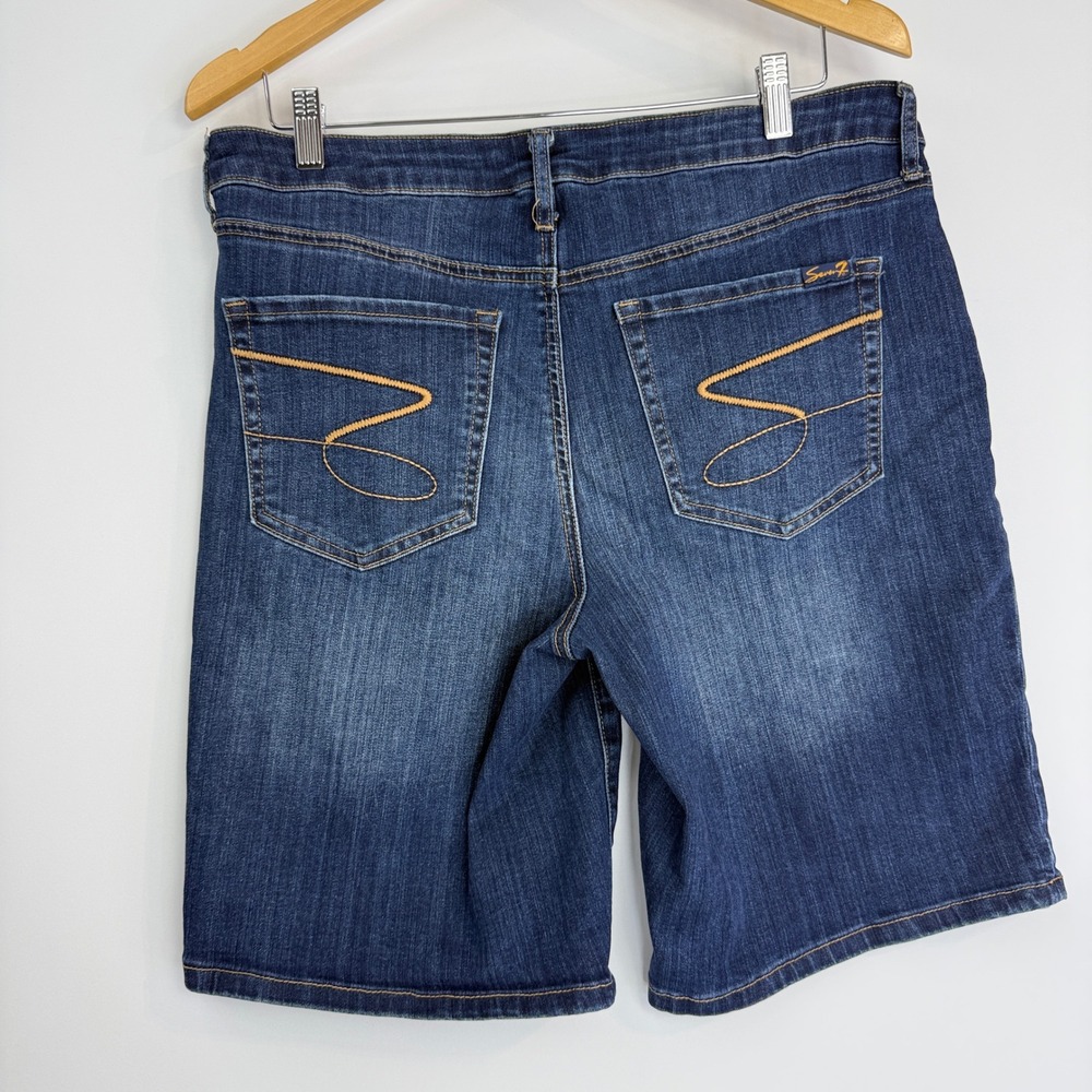 Seven 7 For All Mankind Bermuda Shorts Womens 14 Blue Atlantic Wash Denim